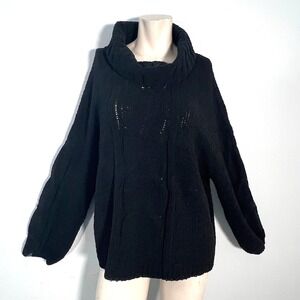 Seven7 Oversized Chunky Knit Cowl Neck Sweater Black XL Pullover Cozy Cabincore